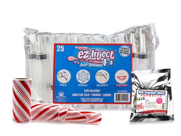 25 Candy Cane Large Injector Combo Kit (2.5OZ) – EZ-Gelatin Shot